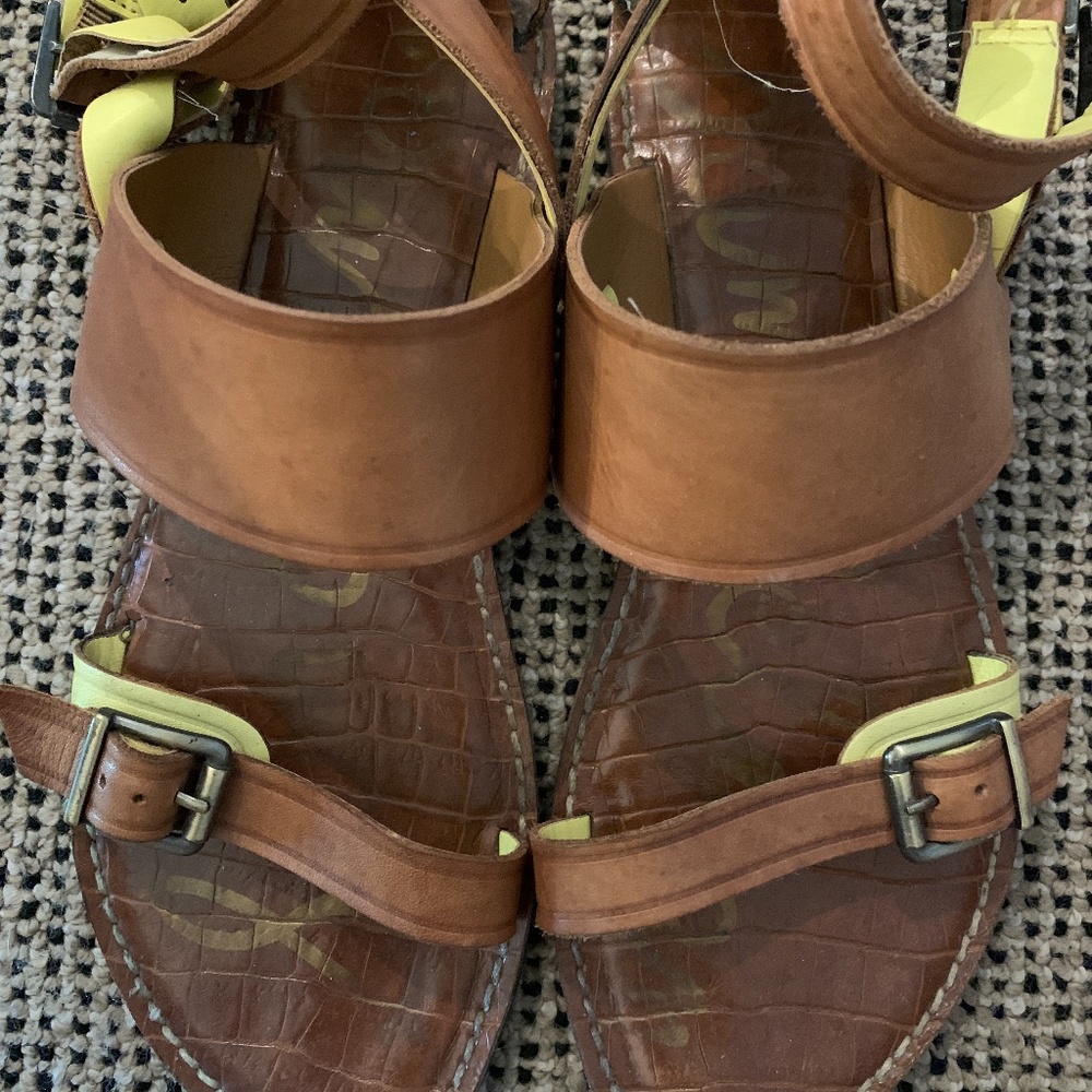Sam Edelman Tan/Yellow Leather Sandals - Picture 4 of 7